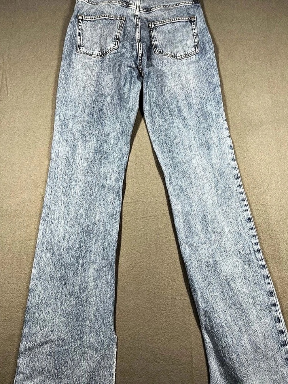 Zara High Rise Split Leg Jeans Distressed Flare Jeans in Blue US 6